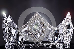 Diamon Silver Crown for Miss Pageant Beauty Contest, Crystal Tia