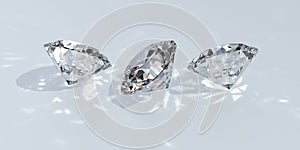 Diamante aislado en blanco 3 puntos de vista diferentes.