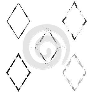 Diamond array icon. Black vector outline. Geometric shape pattern. White background layout