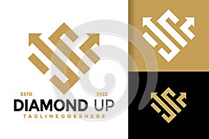 Diamond Arrow Jewelry Logo vector icon illustration