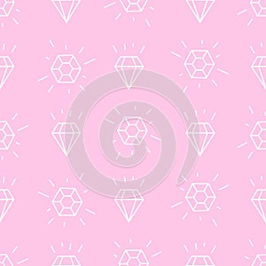 Diamond background. Pink and white girlish illustration.