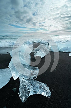 Diamond Beach Jokulsarlon landscape, Iceland