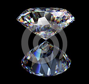 Diamond on black background with clipping path