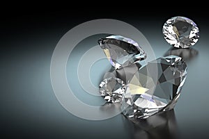 Diamond on Black Background, 3D Rendering