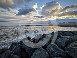 Diamond black sand beach in Iceland