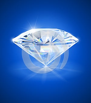 Diamond on blue background. Vector illustration.