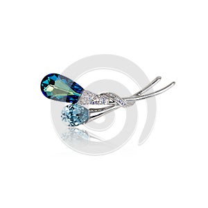 Diamond brooch on white