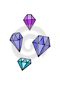 DIAMOND CARTOON WITH BLACK THICK BORDER AND PURPLE TONED COLORS photo