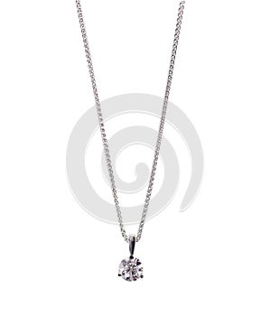 Diamond chain Solitaire Bridal Necklace
