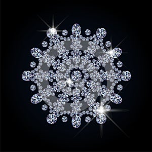 Diamond christmas snowflake wallpaper, vector