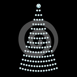 Diamond Christmas tree, glowing gemstones