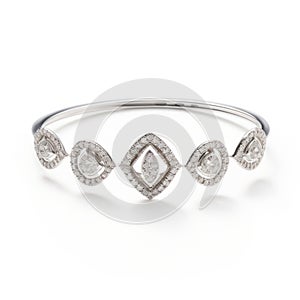 Diamond Cluster Open Bangle: High-key Lighting, Eastern-inspired Motifs