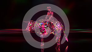 Diamond collection. Cowboy riding a bull. Nature and animals concept. 3d illustration