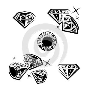 Diamond collection set. Collection icon diamonds. Vector