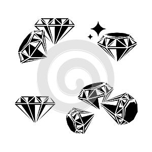 Diamond collection set. Collection icon diamonds. Vector