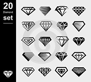 Diamond collection set. Collection icon diamonds. Vector