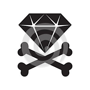 Diamond crossbones pirate vector icon jewelry logo illustration Halloween