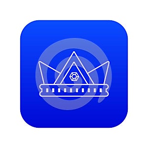 Diamond crown icon blue vector