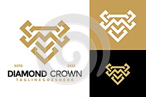 Diamond Crown Jewellery logo design vector symbol icon illustration
