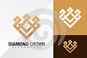 Diamond Crown Line art Logo Design Vector illustration template