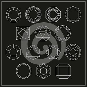 Diamond and design elements vector icons set.