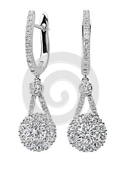 Diamond earrings on white