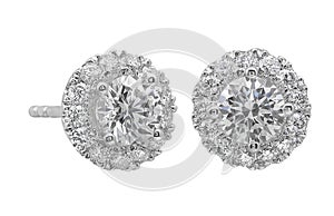 Diamond earrings on white