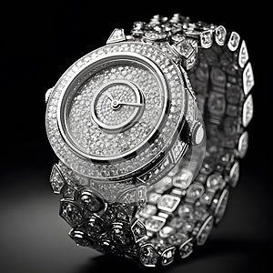 diamond-encrusted wristwatch generative AI photo