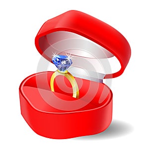 Diamond Engagement Ring in Box Vector Icon