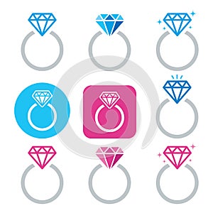 Diamond engagement ring icon - Valentine's Day