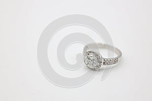Diamond engagement ring isolated in white background