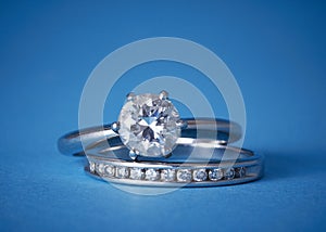Diamond engagement and wedding rings