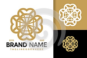 Diamond flower heart logo vector icon illustration
