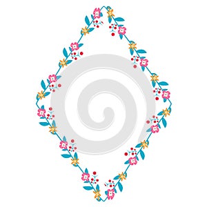 Diamond Frame flower frame wreath floral leaf borders colorful natural cute blossom