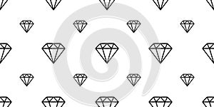 Diamond gem seamless pattern crystal jewelry isolated vector wallpaper background white