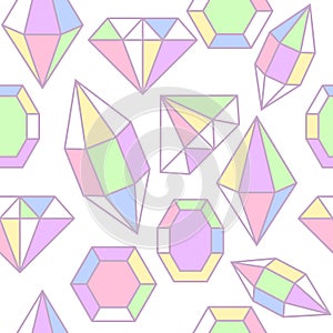 Diamond gem shape seamless pattern.