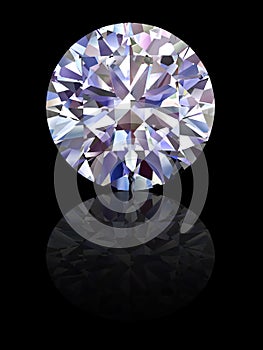 Diamond on glossy black background