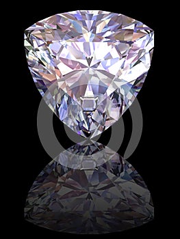 Diamond on glossy black background