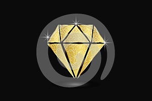 Diamond in gold with bling bling logo image vector isolated on black background