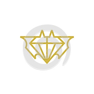 Diamond golden bat wings line simple logo