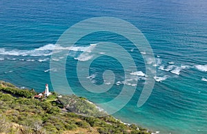 Diamond Head Lighthouse and Coastline in Oahu