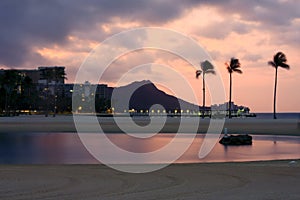 Diamond Head, Oahu, Hawaii, at sunrise.