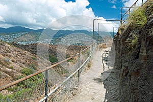 Diamond Head State Monument Park Trail close Honolulu on Oahu Ha