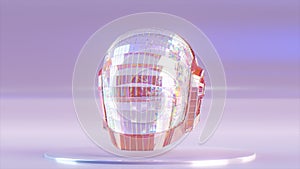 Diamond helmet on a colored background. Daft Punk. abstract concept. Glitter. Blue pink color. 3d illustration photo
