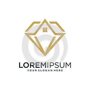 Diamond and house logo design template