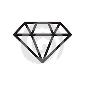 Diamond icon, black isolated on white background, vector illustration.