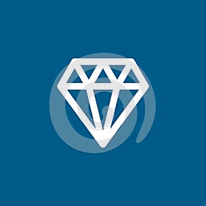 Diamond Icon On Blue Background. Blue Flat Style Vector Illustration