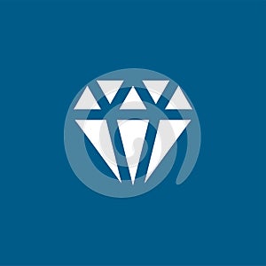 Diamond Icon On Blue Background. Blue Flat Style Vector Illustration