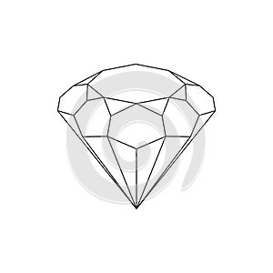 Diamond icon flat black and white. Reward symbol. Success illustration.