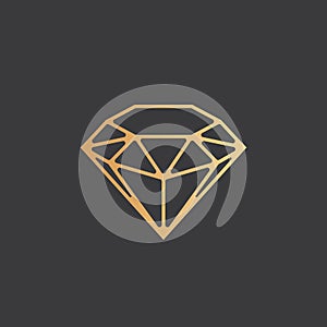 Diamond icon, modern golden shape